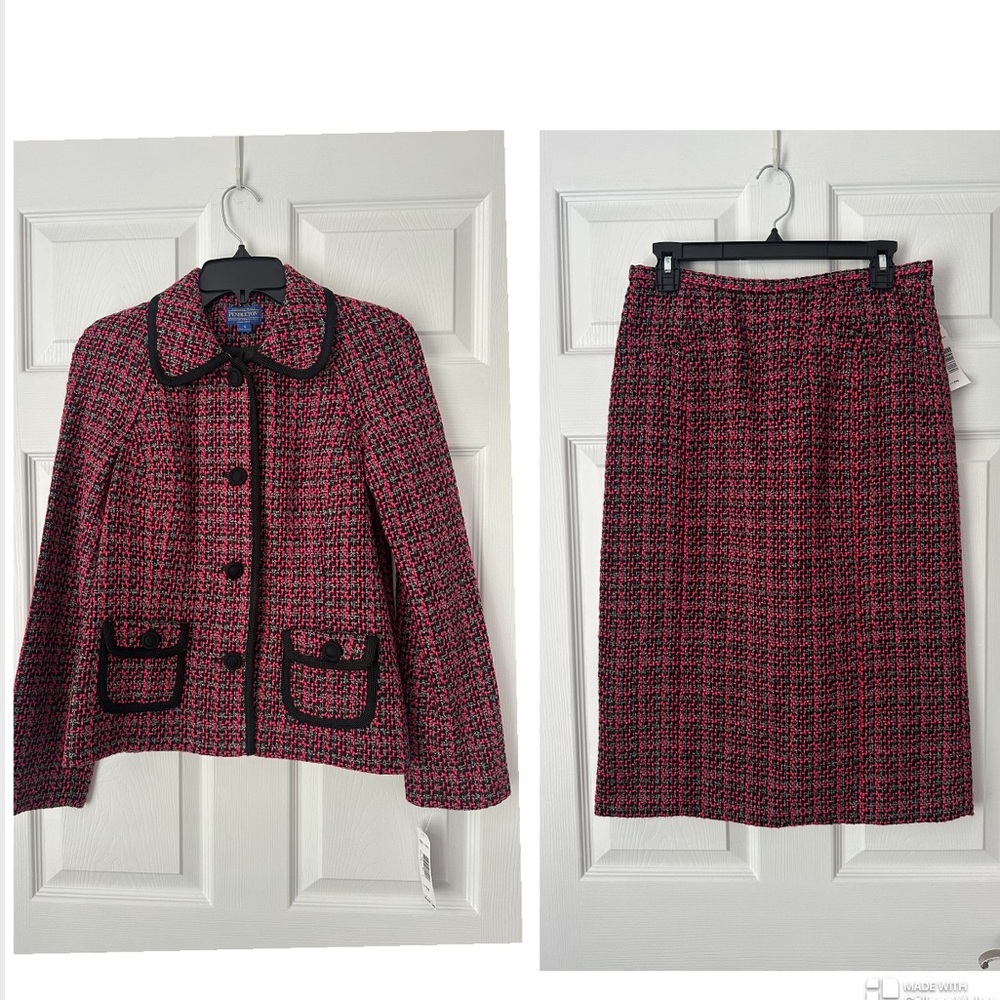 Classic Pink Tweed Pencil Skirt - Brand Unspecified